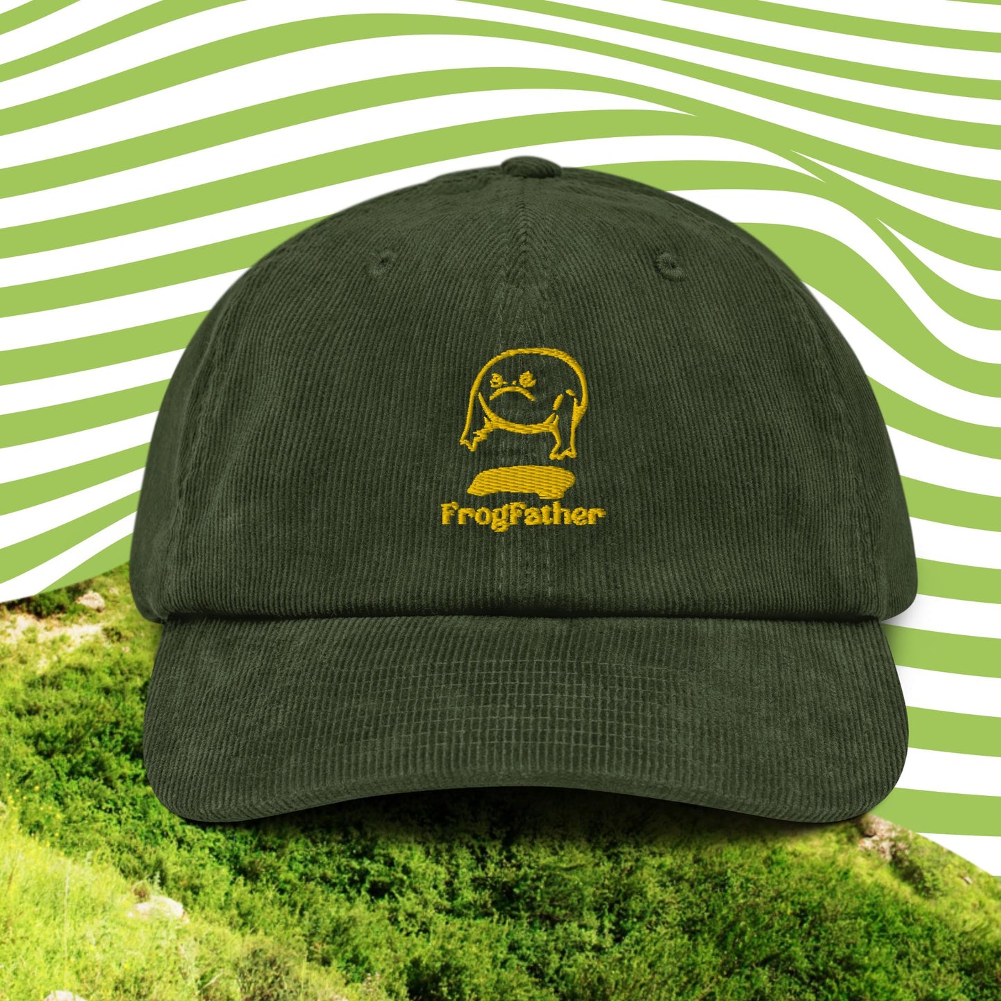 FrogFather Gold Embroidered Corduroy Hat